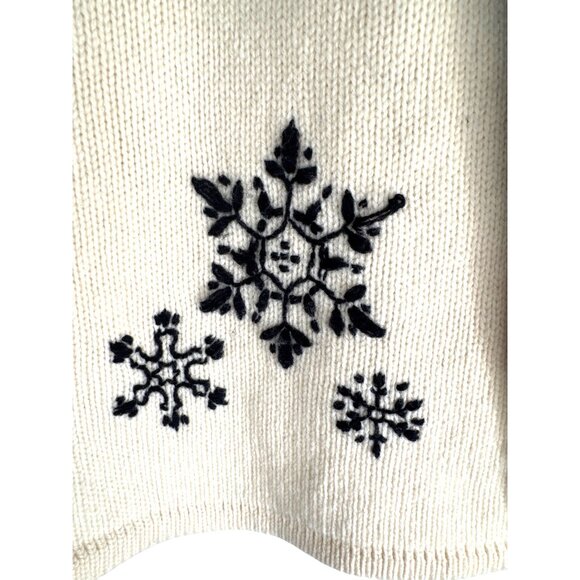 Skyr Womens Small Beige & Black Snowflake Lambs Wool Full-Zip Sweater - Picture 7 of 12